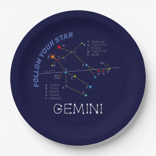 Zodiac Constellation Gemini Pappteller (Vorderseite)