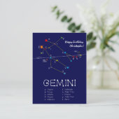 Zodiac Constellation Gemini Postkarte (Stehend Vorderseite)