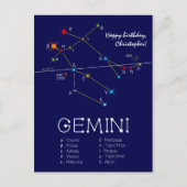 Zodiac Constellation Gemini Postkarte (Vorderseite)