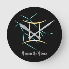 Zodiac Constellation Gemini Round Clock Runde Wanduhr