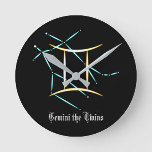 Zodiac Constellation Gemini Round Clock Runde Wanduhr
