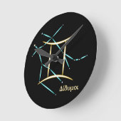 Zodiac Constellation Gemini Round Clock Runde Wanduhr (Winkel)