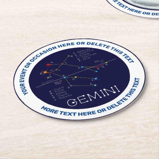 Zodiac Constellation Gemini Runder Pappuntersetzer (Angewinkelt)