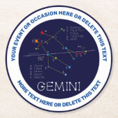 Zodiac Constellation Gemini Runder Pappuntersetzer (Vorderseite)