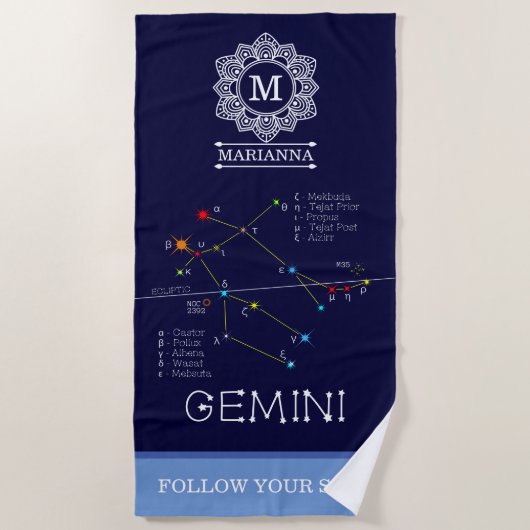 Zodiac Constellation Gemini Strandtuch (Vorderseite)