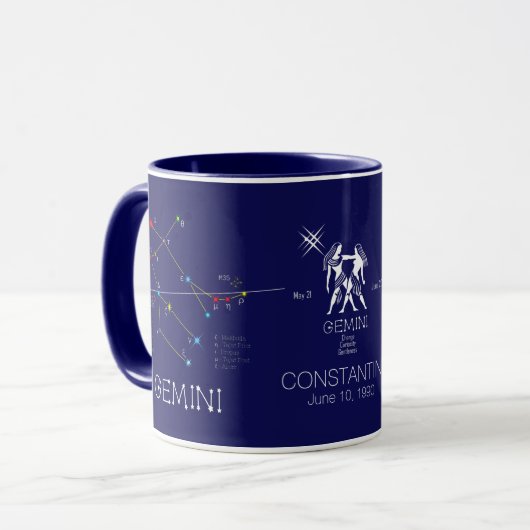 Zodiac Constellation Gemini Tasse (Vorderseite Links)