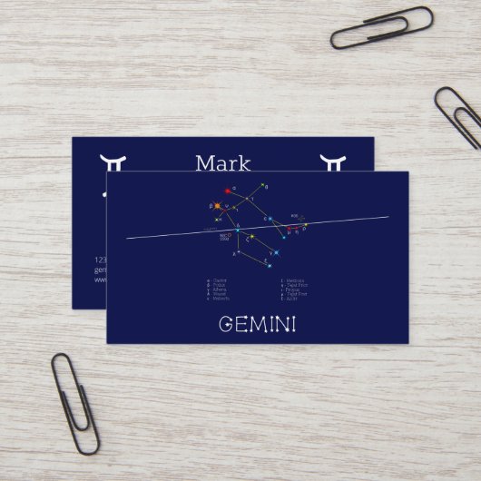 Zodiac Constellation Gemini Visitenkarte (Vorderseite/Rückseite Beispiel)