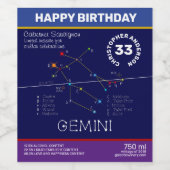 Zodiac Constellation Gemini Weinetikett (Einzelnes Label)