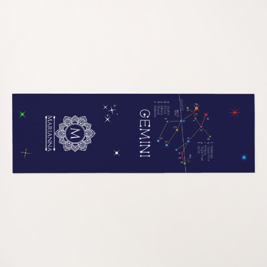 Zodiac Constellation Gemini Yogamatte (Rückseite (Horizontal))