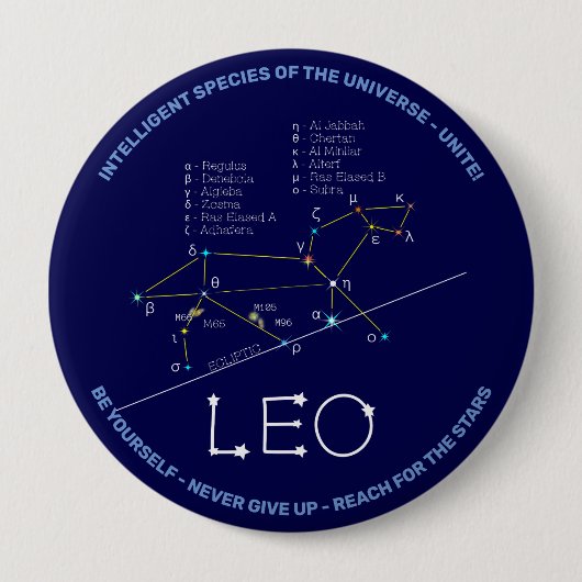 Zodiac Constellation Leo Button (Vorderseite)