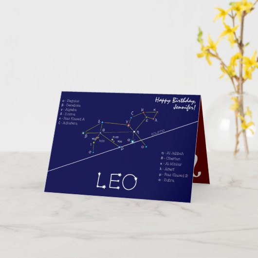 Zodiac Constellation Leo Karte (Gelbe Blume)