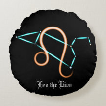 Zodiac Constellation Leo Round Pillow