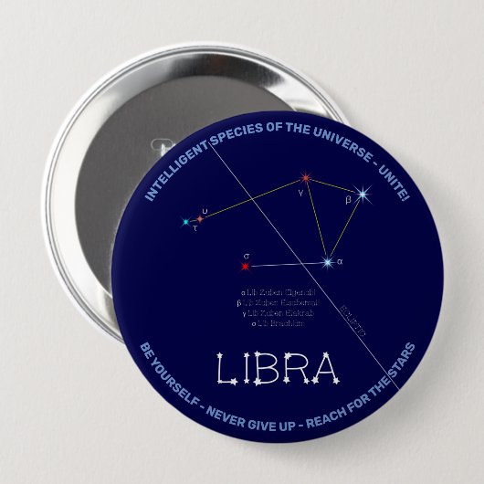 Zodiac Constellation Libra Button (Vorne & Hinten)
