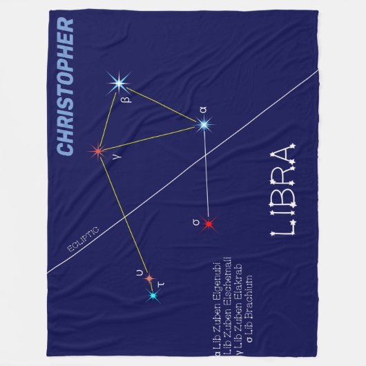 Zodiac Constellation Libra Fleecedecke (Vorderseite)