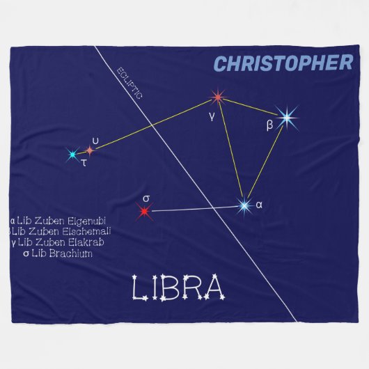 Zodiac Constellation Libra Fleecedecke (Vorderseite (Horizontal))