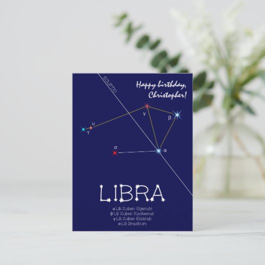 Zodiac Constellation Libra Postkarte (Stehend Vorderseite)