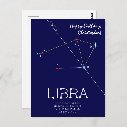 Zodiac Constellation Libra Postkarte (Vorne/Hinten)