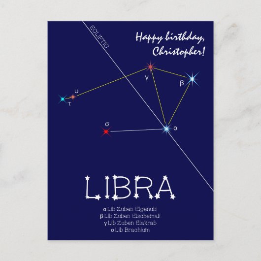 Zodiac Constellation Libra Postkarte (Vorderseite)