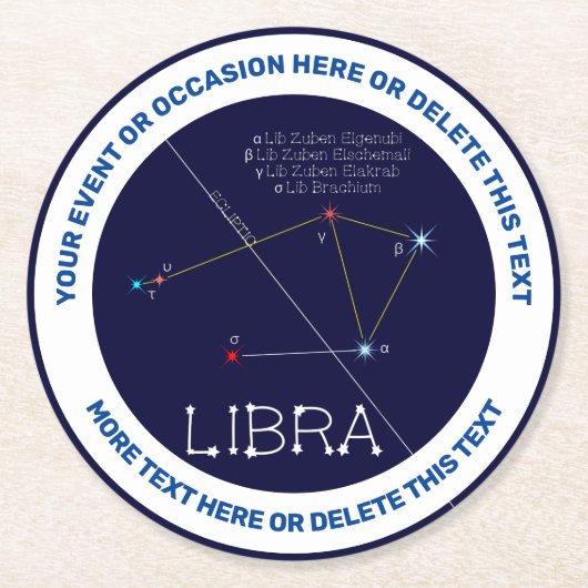 Zodiac Constellation Libra Runder Pappuntersetzer (Vorderseite)