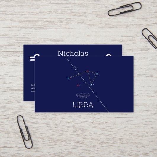 Zodiac Constellation Libra Visitenkarte (Vorderseite/Rückseite Beispiel)