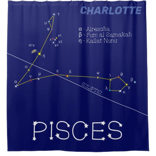 Zodiac Constellation Pisces Duschvorhang (Vorderseite)