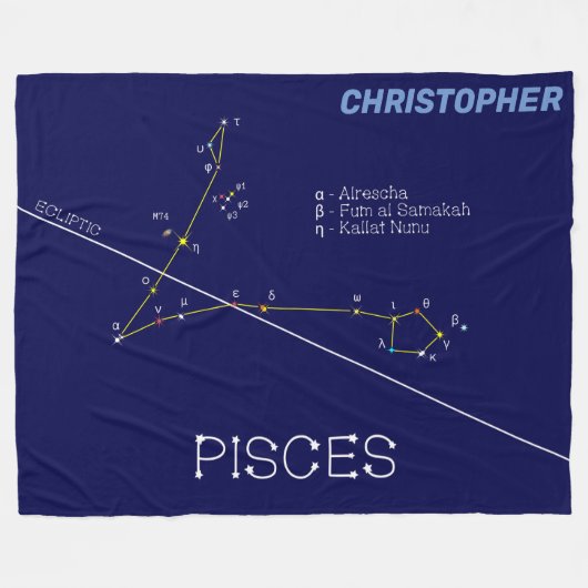 Zodiac Constellation Pisces Fleecedecke (Vorderseite (Horizontal))