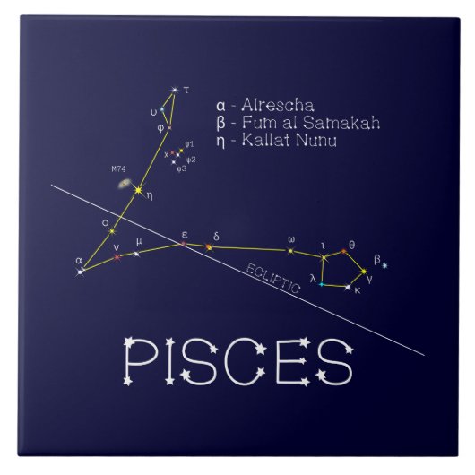 Zodiac Constellation Pisces Fliese (Vorderseite)