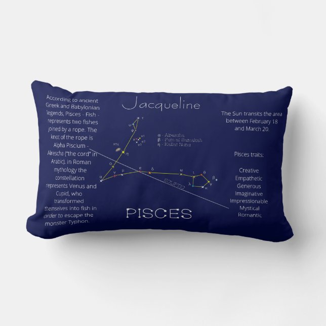 Zodiac Constellation Pisces Funny Unique Lendenkissen (Vorderseite)