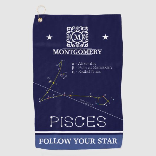 Zodiac Constellation Pisces Golfhandtuch (Vorderseite)