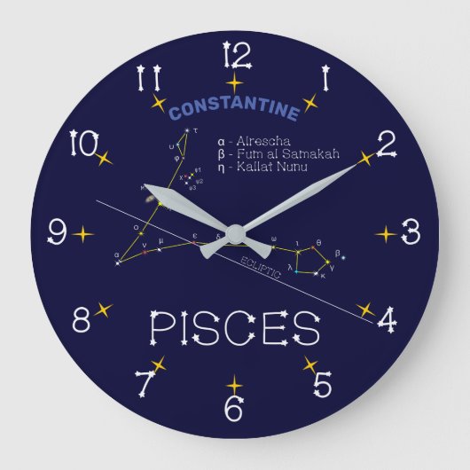 Zodiac Constellation Pisces Große Wanduhr (Vorderseite)