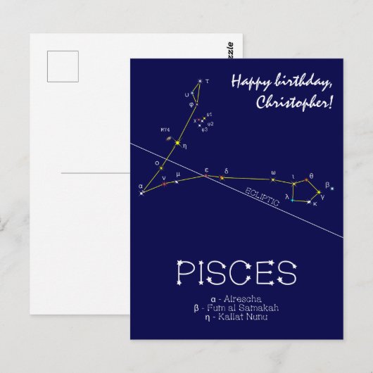Zodiac Constellation Pisces Postkarte (Vorne/Hinten)