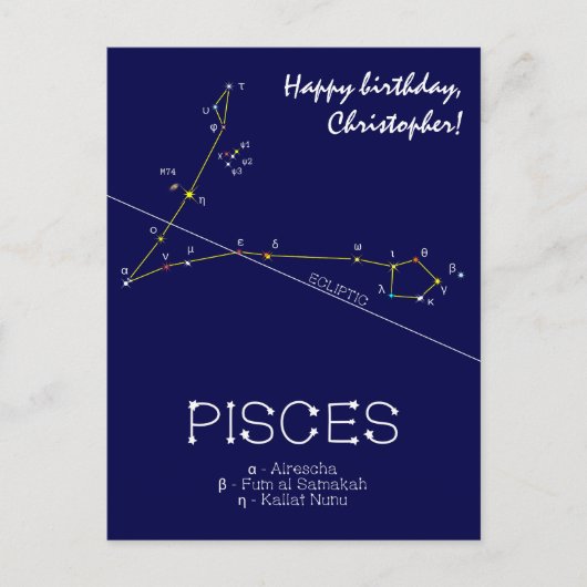 Zodiac Constellation Pisces Postkarte (Vorderseite)