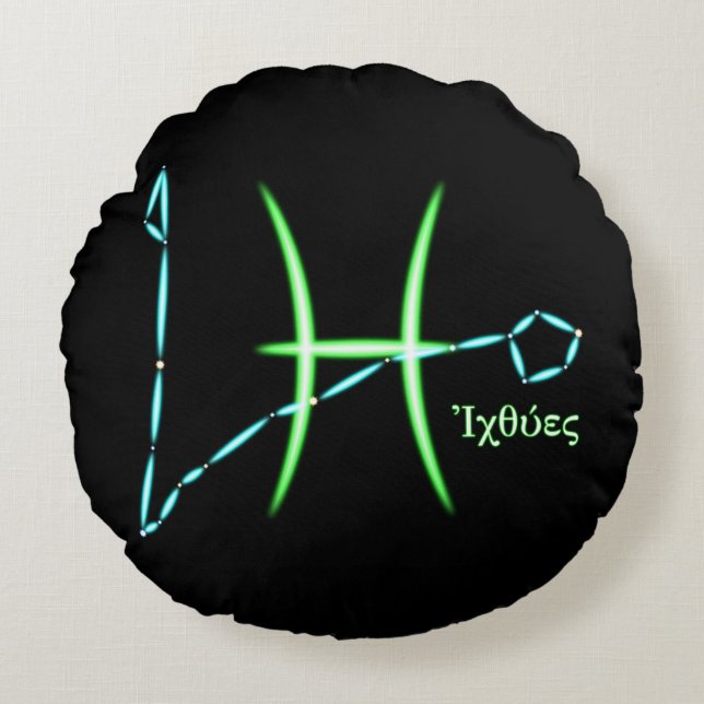 Zodiac Constellation Pisces Round Pillow Rundes Kissen (Vorderseite)