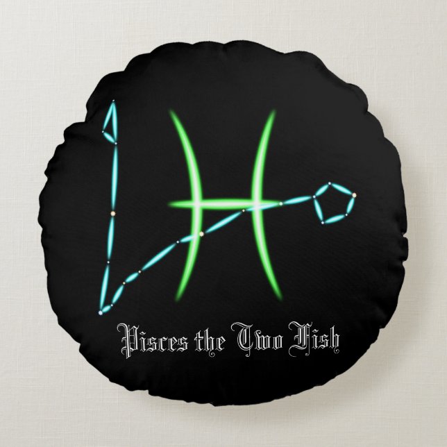 Zodiac Constellation Pisces Round Pillow Rundes Kissen (Vorderseite)