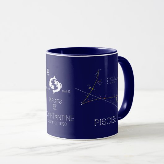 Zodiac Constellation Pisces Tasse (VorderseiteRechts)
