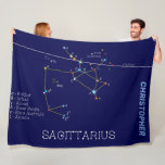 Zodiac Constellation Sagittarius Fleecedecke<br><div class="desc">Zodiac Constellation Schütze oder Bogenschütze. Die Farben der Sterne sind ungefähr real. Namen von Sternen- und Weltraumobjekten. In der griechischen Geschichte repräsentiert Sagittarius - Archer - ein Zentaur, ein halb menschliches, halb-Pferd-Wesen. Es gibt zwei Jahrhunderte am Himmel, die zweite ist die Centaurus-Konstellation. Sagittarius gehört zu Zodiac. Die Sonne durchquert dieses...</div>