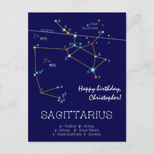 Zodiac Constellation Sagittarius Postkarte (Vorderseite)