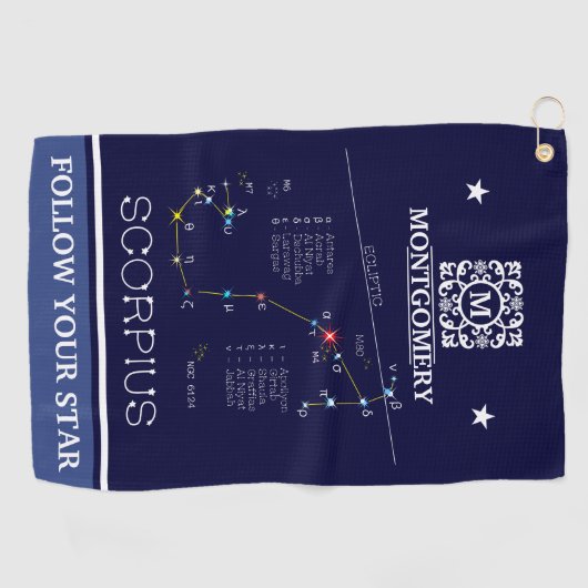 Zodiac Constellation Scorpius Golfhandtuch (Horizontal)