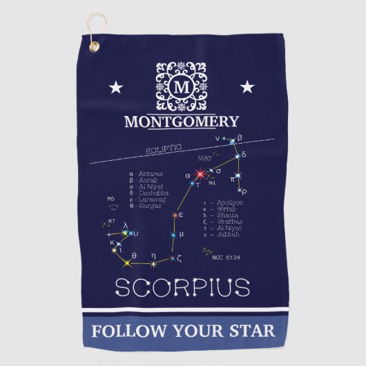 Zodiac Constellation Scorpius Golfhandtuch (Vorderseite)