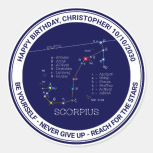 Zodiac Constellation Scorpius Runder Aufkleber