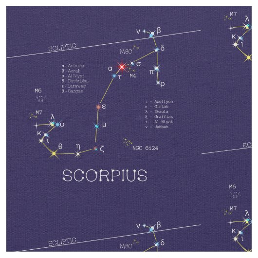 Zodiac Constellation Scorpius Stoff (Nahaufnahme)