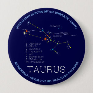 Zodiac Constellation Taurus Button