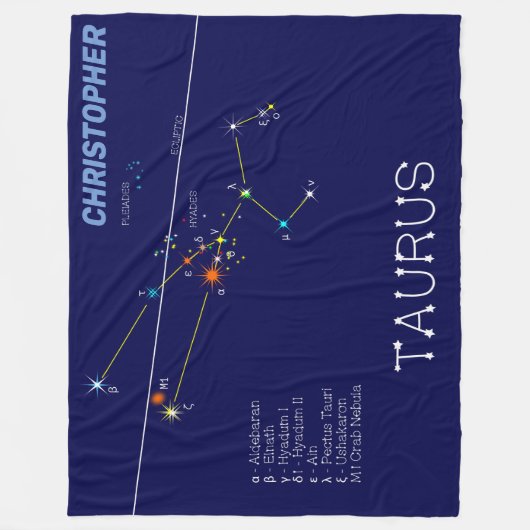 Zodiac Constellation Taurus Fleecedecke (Vorderseite)