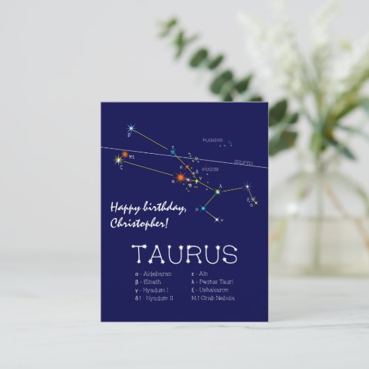 Zodiac Constellation Taurus Postkarte (Stehend Vorderseite)
