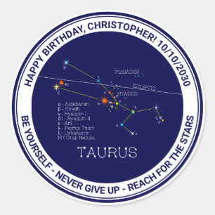Zodiac Constellation Taurus Runder Aufkleber