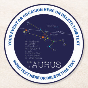 Zodiac Constellation Taurus Runder Pappuntersetzer