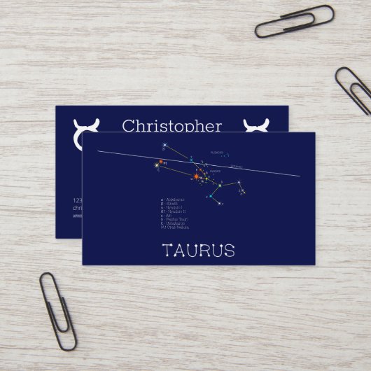 Zodiac Constellation Taurus Visitenkarte (Vorderseite/Rückseite Beispiel)