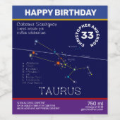 Zodiac Constellation Taurus Weinetikett (Einzelnes Label)