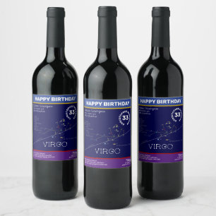 Zodiac Constellation Virgo Weinetikett