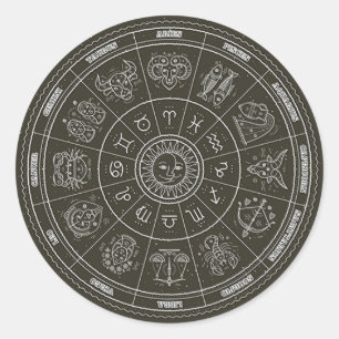 Zodiac Constellation Wheel Runder Aufkleber